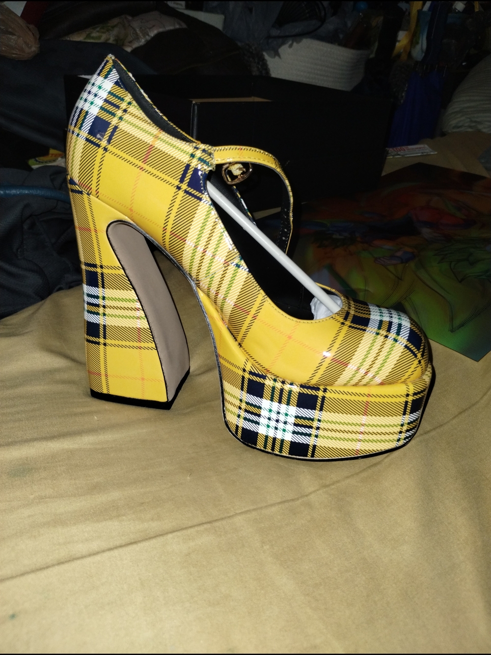 Madden Girl Khloie Platform Mary Jane Pumps in Yellow Plaid